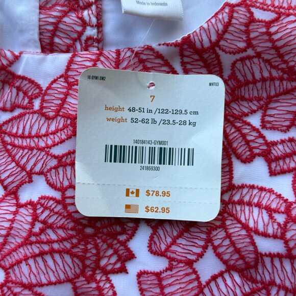 Gymboree Girls Dress Size 7 Red Floral Lace Sleeveless A-Line Style - Picture 5 of 8